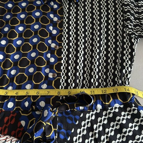 Anthropologie Maeve Contrast Midi Shirt Dress Patchwork Boho Short Sleeve Size S - Picture 11 of 11